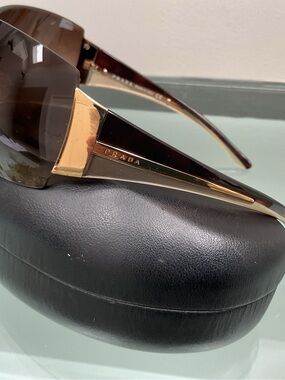 Prada Brown and Gold Women's Sunglasses